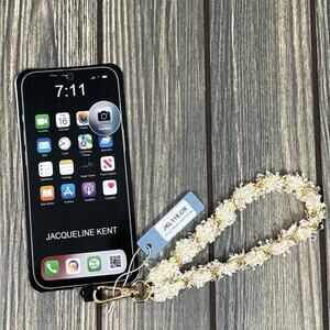 Jacqueline Kent Blue Fuzzy Phone Lanyard Holder Chain‎ Decoration Clasp Wristlet